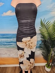 Nwt Commense Women’s Size Small Black Cream Floral Formal Dress