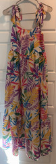 Vine & Love Multicolor Floral Smocked Tie Strap Square Neck Midi Sundress S
