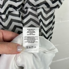 BONGO Black White Chevron Cap Sleeve Empire Waist Knee Length Dress Size Small