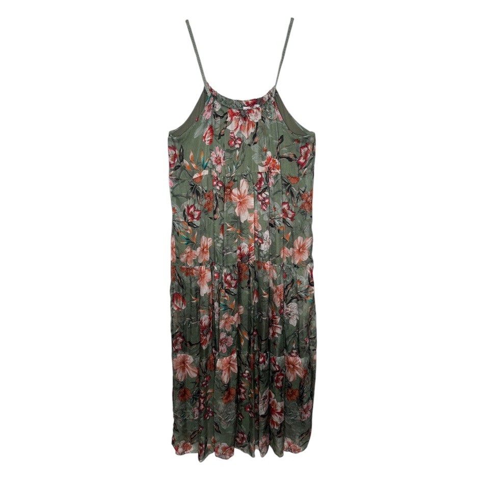 Elena Baldi women&rsquo;s floral tropical silk blend sleeveless maxi dress beach