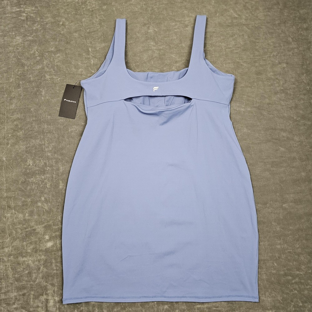 Fabletics Dress Womens 1X Blue Square Neck Cutout Bodycon Tank Athletic Casual