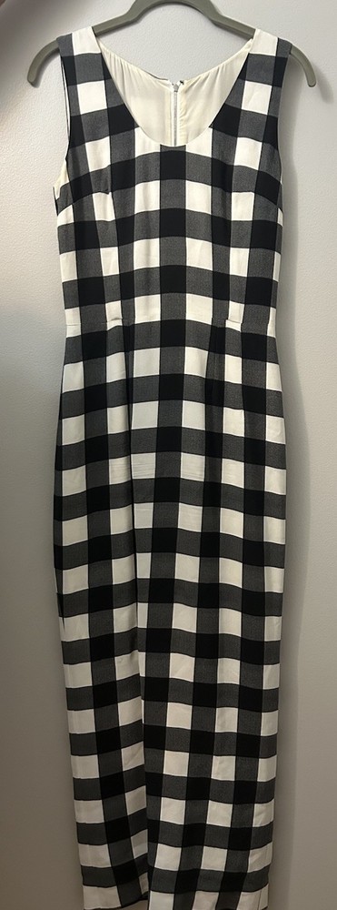 Dolce & Gabbana Gingham Checkered Print Cady Sheath Bodycon Maxi Dress IT40