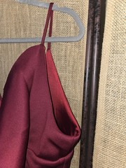 NWT Women&rsquo;s Lavish Alice Burgundy Scuba Draped Frill Midi Dress Size 16