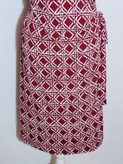 NY Collection Red and White Print Wrap Dress Size Large