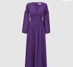 Reiss Florere by Reiss Shirred Chiffon Maxi Dress Purple US size 4 / UK 8 NWOT
