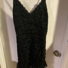 Abercrombie & Fitch Black Floral Lace Mini Dress, Size SM Ladder Stitch Detail.