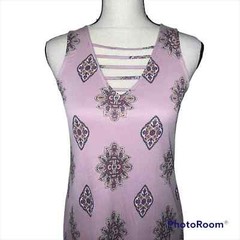 Pink Republic sz small junior’s solid strappy trapeze dress lilac paisley print