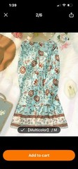 Multicolor Floral Long Sleeve Button Front Knee Length Chiffon Dress M