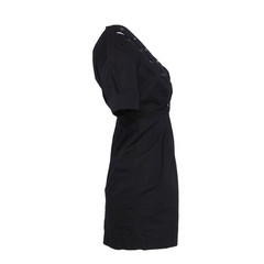 Sandro Women&rsquo;s Dress V-Neck Black Cotton Linen FR 34 / US 2 XS R20627E