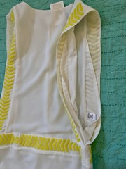 English Rose White Yellow Embroidered Sheath Short Dress Sleeveless Zip M