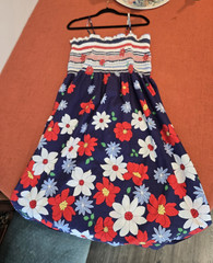 Women&rsquo;s Navy Floral Cotton Smocked Spaghetti Strap Midi Sundress Size XL
