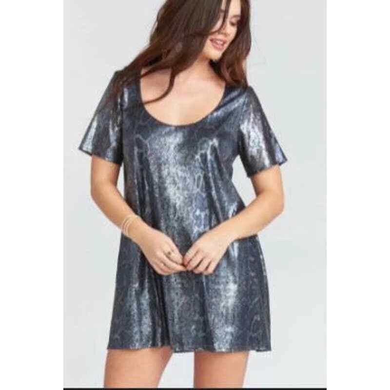 Show Me Your MuMu Demi Sequin Python Mini Dress Shift Concert Festival Large