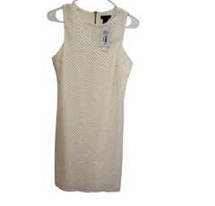 Aqua White Sleeveless Eyelet Dress Bloomingdales Summer Lined Lightweight USA
