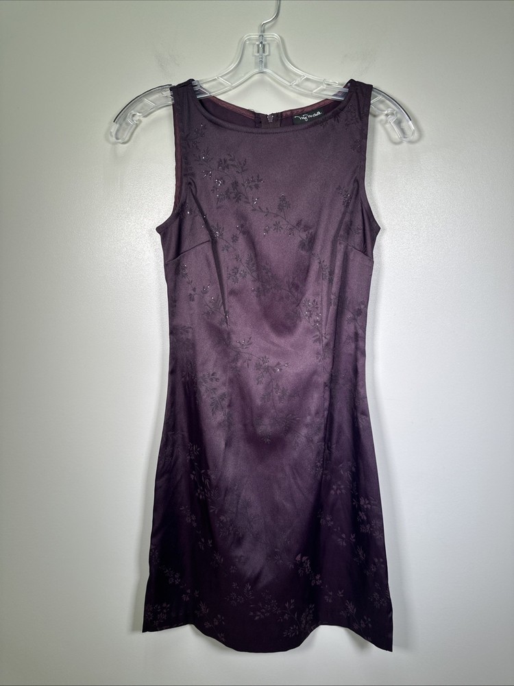 VTG My Michelle Mini Dress 3/4 Purple Glitter Fitted Fairycore Whimsigoth Formal