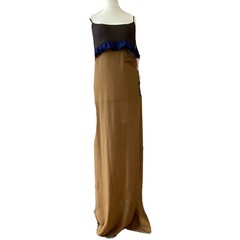 Genuine Prada Silk Runway Maxi Long Colourblock Dress Size 42