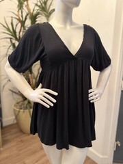 Blue Island Beach Dress Mini Cover up Sz S Gauzy Flowy Swim Black Short Low Cut