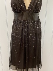 Ruby Rox Sequin Beaded Padded Bust Pullover Tie Back Sheer Lined Dress Size S