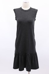 NWT $1775 Brunello Cucinelli Virgin Wool Knit Monili Beaded Pep-Hem Dress M A181