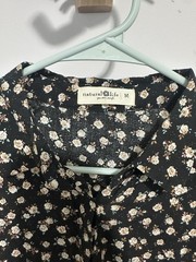 Natural Life Rebecca Midi Dress Size M Black Floral Tiered Boho Shirt Dress