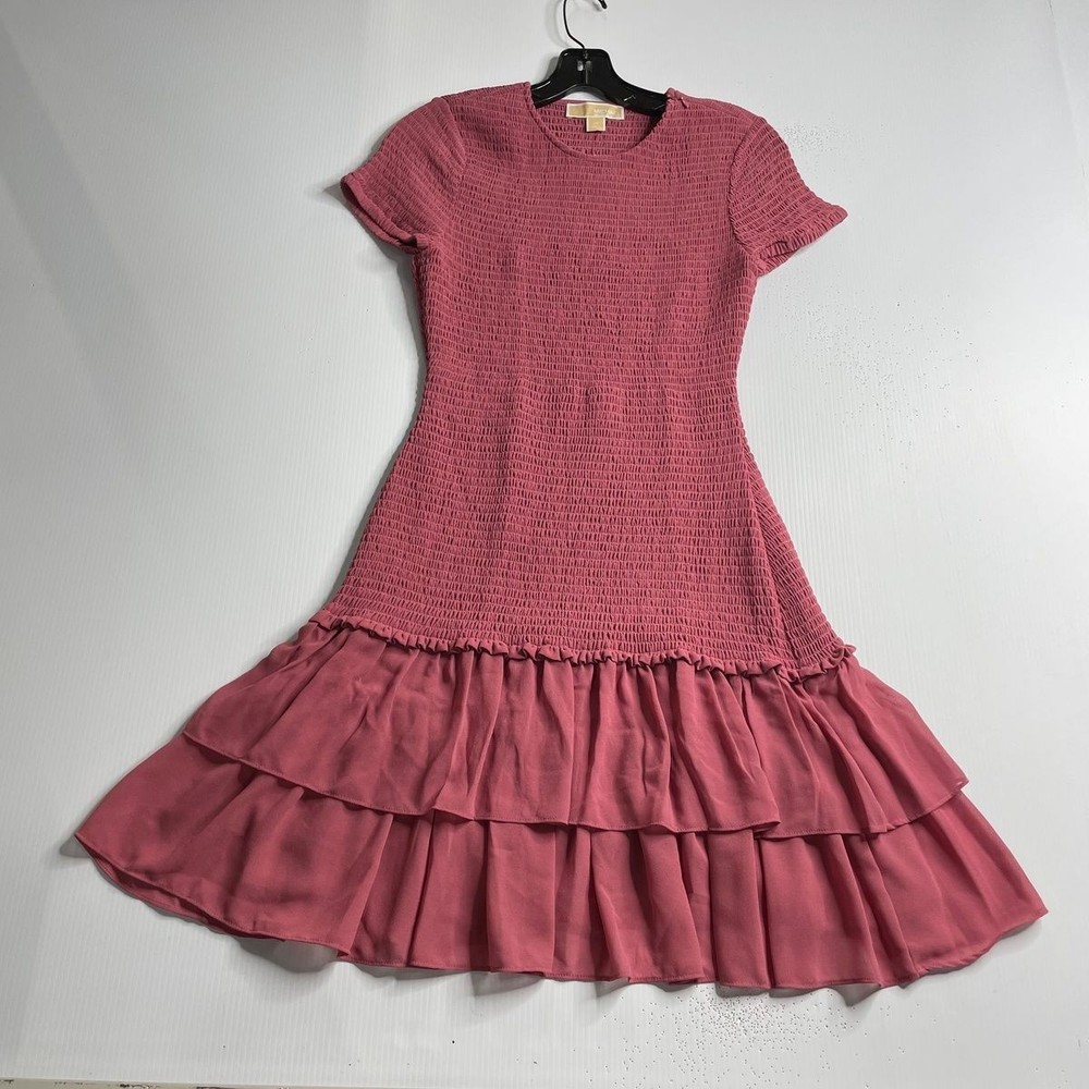 MICHAEL MICHAEL KORS Smocked Georgette Ruffle Dress Women&rsquo;s Size S