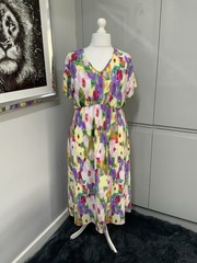 Papaya Curve Size 18 Midi Dress Crinkle Cool Summer Holiday Beach Side Splits