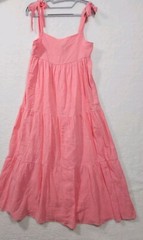 Zara Midi Flowy Boho Coral Lined Light dress Spaghetti Tie straps Small NWT