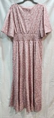 Yes fashion Pink Mauve Floral Print Flutter Sleeve Smocked Waist Front Slit Size