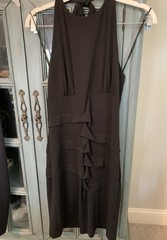 Nicole Miller Black Halter Dress with with ruffle accent in the front. SZ Medium