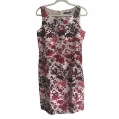 PERUVIAN CONNECTION sleeveless linen silk floral sheath dress size 10