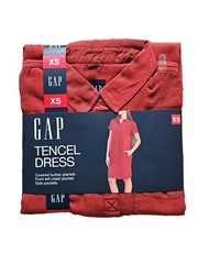 GAP Relaxed Fit Tencel Dress Red Side Pockets Women&rsquo;s Size Extra Small New
