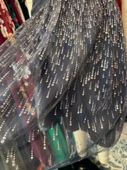 Cache Gray Ruched Tulle and Sequin Embellished Party Dress