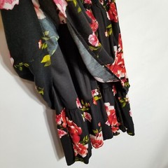 AUW Dress Junior&rsquo;s Medium Floral Spaghetti Straps Ruched Back Pad Cups Black Red