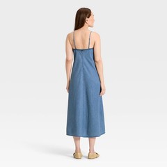 Women Chambray Maxi Sundress – Universal Thread Blue M