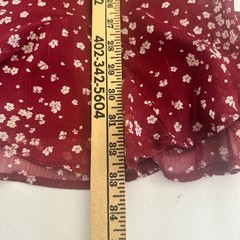Coquette Cottagecore Summer Boho Maroon Red Cream Sz S Ditsy Print Long Sleeve