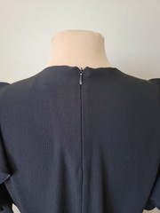 Carven Black Flutter Sleeve Crepe Shift Dress Size EU 38 Medium 6/8 Designer