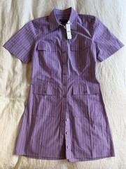 J. Crew Utility shirt-dress in striped cotton poplin size 6