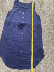 Shein Blue Button Front Pocket Sleeveless Drawstring Asymmetrical Dress Size 1XL