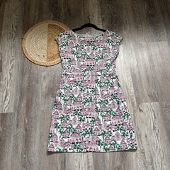 BODEN Florrie Dress With Playful Pink & Green House Print Dress