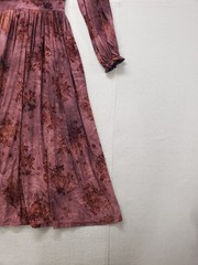 Rusttydustty Women Maxi Dress L Dark Pink Henley Ruffle Pleated Stretch Cocktail