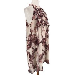 BCBGeneration Womens Dress Medium Maroon Red Sleeveless Ruffle Lined Sexy Floral