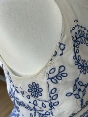 Tory Burch Mariana blue white embroidered maxi dress size 2 stains DEAL size XS