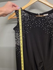 CACHÉ Vintage 2013 Black Cold Shoulder Long Sleeve Sparkle Rhinestone Midi Dress