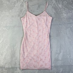 Y2k M Collection Baby Pink Floral Mini Slip Dress Embroidered Embellished