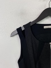 Karen Millen Black Grey Colourblock Knee Length Bodycon Dress Full Zip UK 12