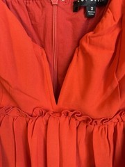 Blue Blush Orange Solid V-Neck Puff Sleeve Short Romper Dress Zip Size S