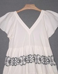 OLD NAVY Swing Dress M Lined Pockets Embroidered Tiered Boho Cottagecore Casual