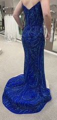 Juniors Amara Prom Gown Size 6 Formal Dress Strapless Royal Blue Beaded