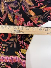 Susan Graver Liquid Knit Mockneck Floral Paisley Peasant Hippy Chic Midi Dress L