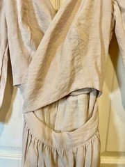 Boho NWT OPT Fara Neutral WRAP CUT OUT DRESS Ties in Back Cut Out in Front S