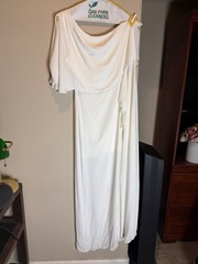 BCBGMAXAZRIA White Draped Evening Gown | Size 10 | Wedding, Reception, Formal